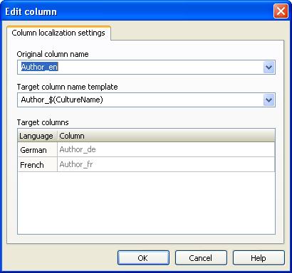 Column localization settings